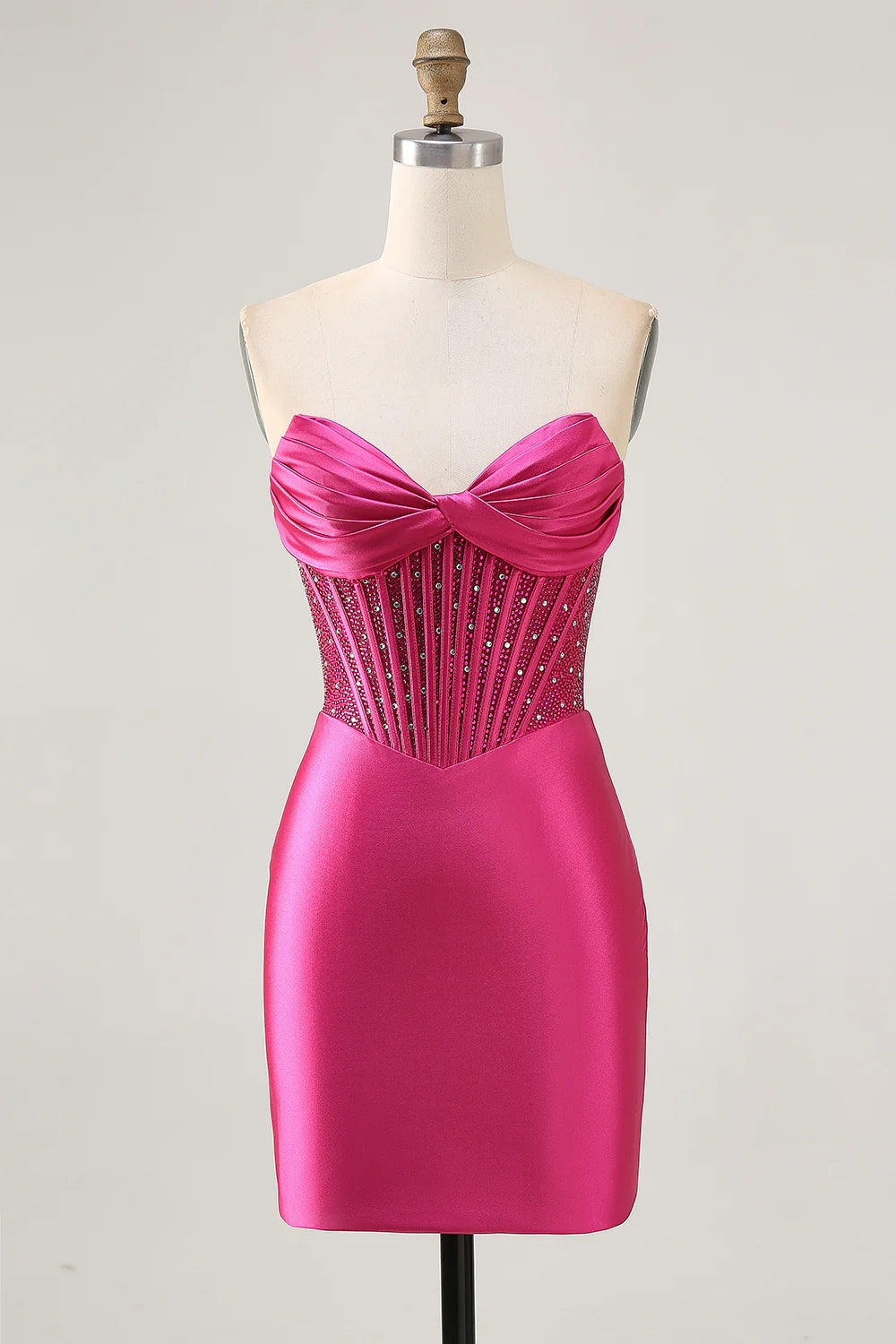 DingJi Wedding Shiny Tight Corset Off Shoulder Short Satin Homecoming Dresses